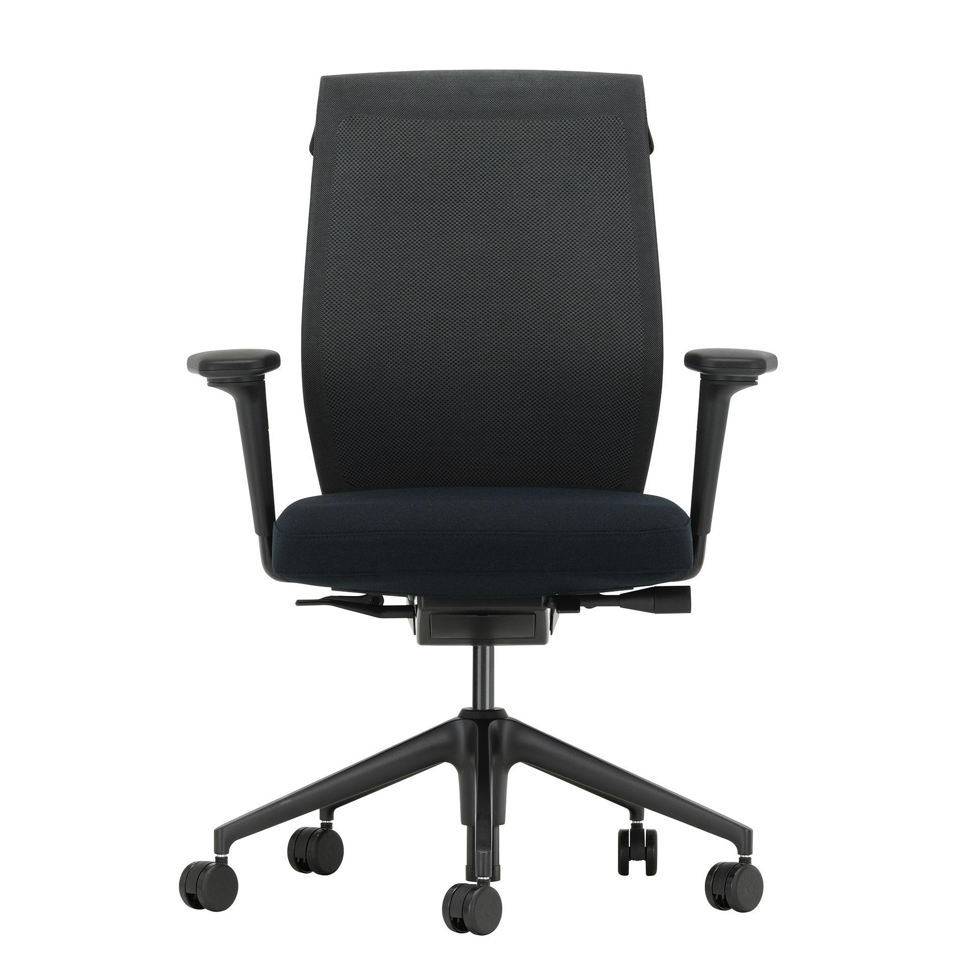 Vitra - ID Cloud Bürostuhl - schwarz/Sitzfläche Plano 66/Rückenlehne DuoKnit 07/mit 2D-Armlehnen/mit weichen Rollen von Vitra