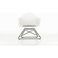Vitra - LAR Eames Plastic Armchair mit Sitzpolster - Gestell verchromt - Sitzschale senf - Bezug Hopsak nero - Gleiter Hartboden von Vitra