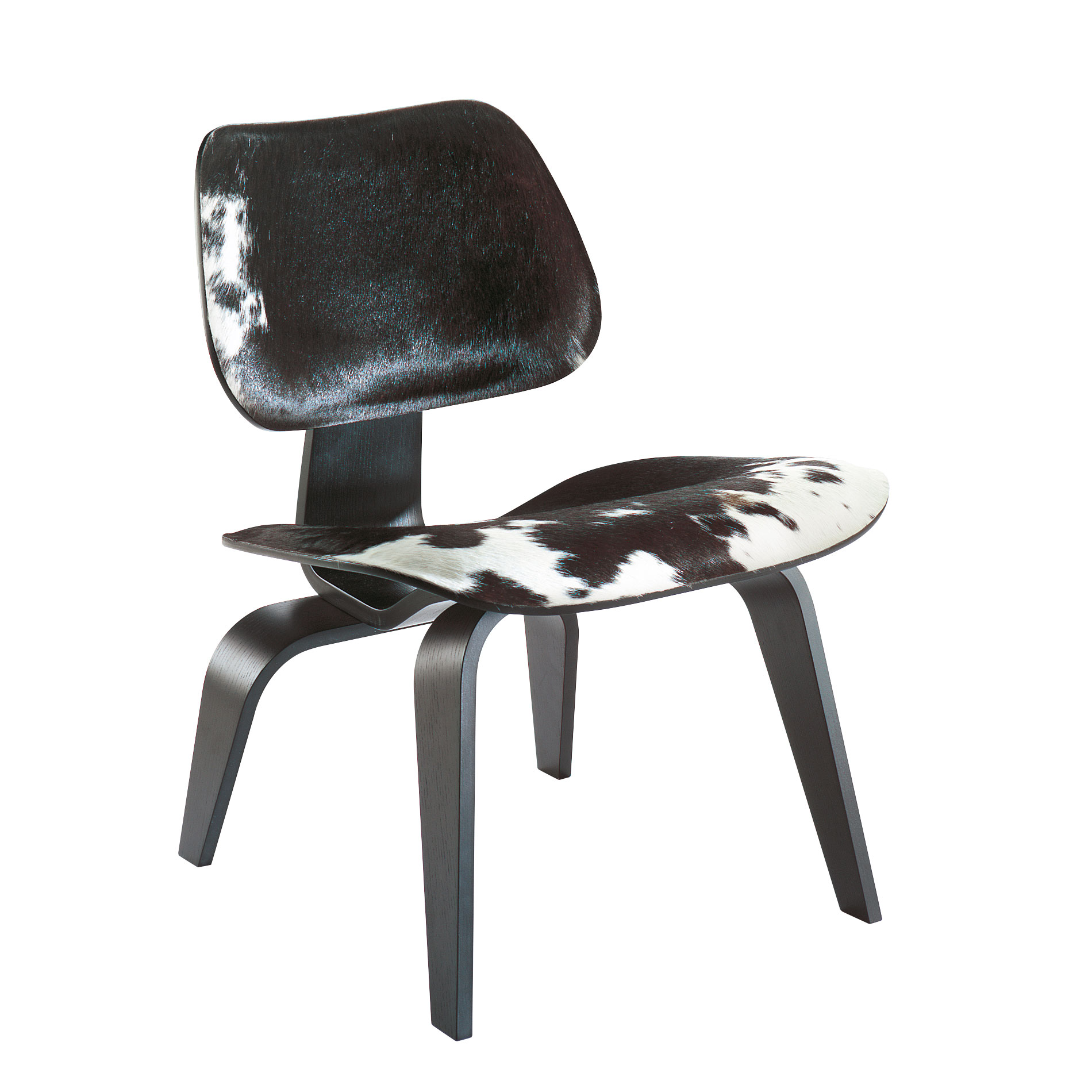Vitra - LCW Stuhl Kuhfell - schwarz, weiß/Gestell esche schwarz/BxHxT 56x68x61cm von Vitra