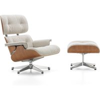 Vitra - Lounge Chair & Ottoman, poliert, Kirschbaum, Nubia, crème / sand (neue Maße) von Vitra