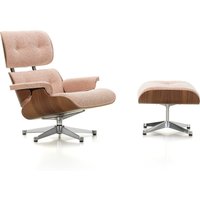 Vitra - Lounge Chair & Ottoman, poliert, Nussbaum schwarz pigmentiert, Nubia, ivory / peach (neue Maße) von Vitra