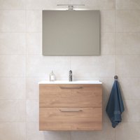 Mia Badezimmermöbel 79x61x39,5 cm mit Spiegel, Waschbecken und LED-Beleuchtung, Eiche (MIASET80D) - Vitra von Vitra