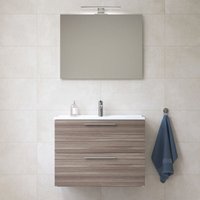 Mia Badezimmerschranks 79x61x39,5 cm mit Spiegel, Waschbecken und LED-Beleuchtung, Braun Cordoba (MIASET80C) - Vitra von Vitra