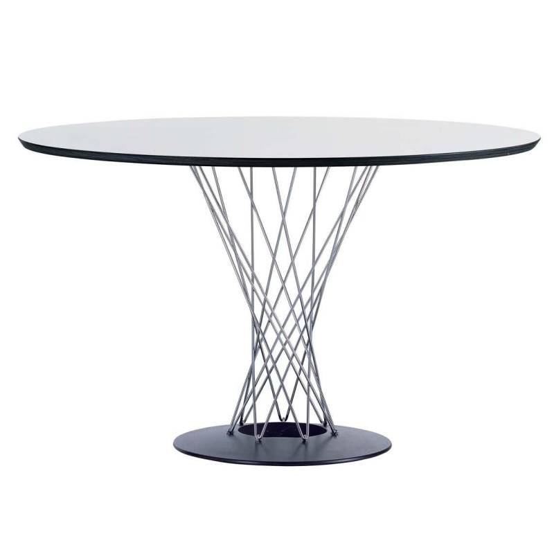 Vitra - Noguchi Dining Table Tisch - weiß/Tischkante schwarz/Gestell Stahlrohr/Ø121cm von Vitra