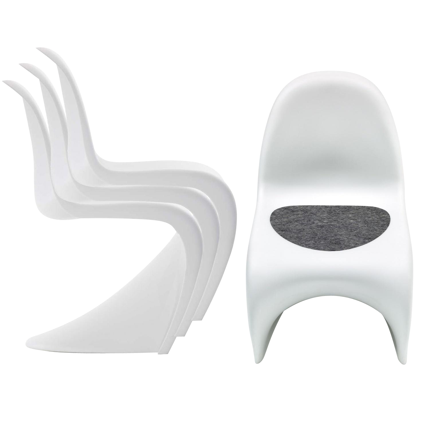 Vitra - Panton Chair Aktionsset 4er-Set - weiß matt/BxHxT 50x86x61cm/inkl. 4 Sitzauflagen in anthrazit von Vitra