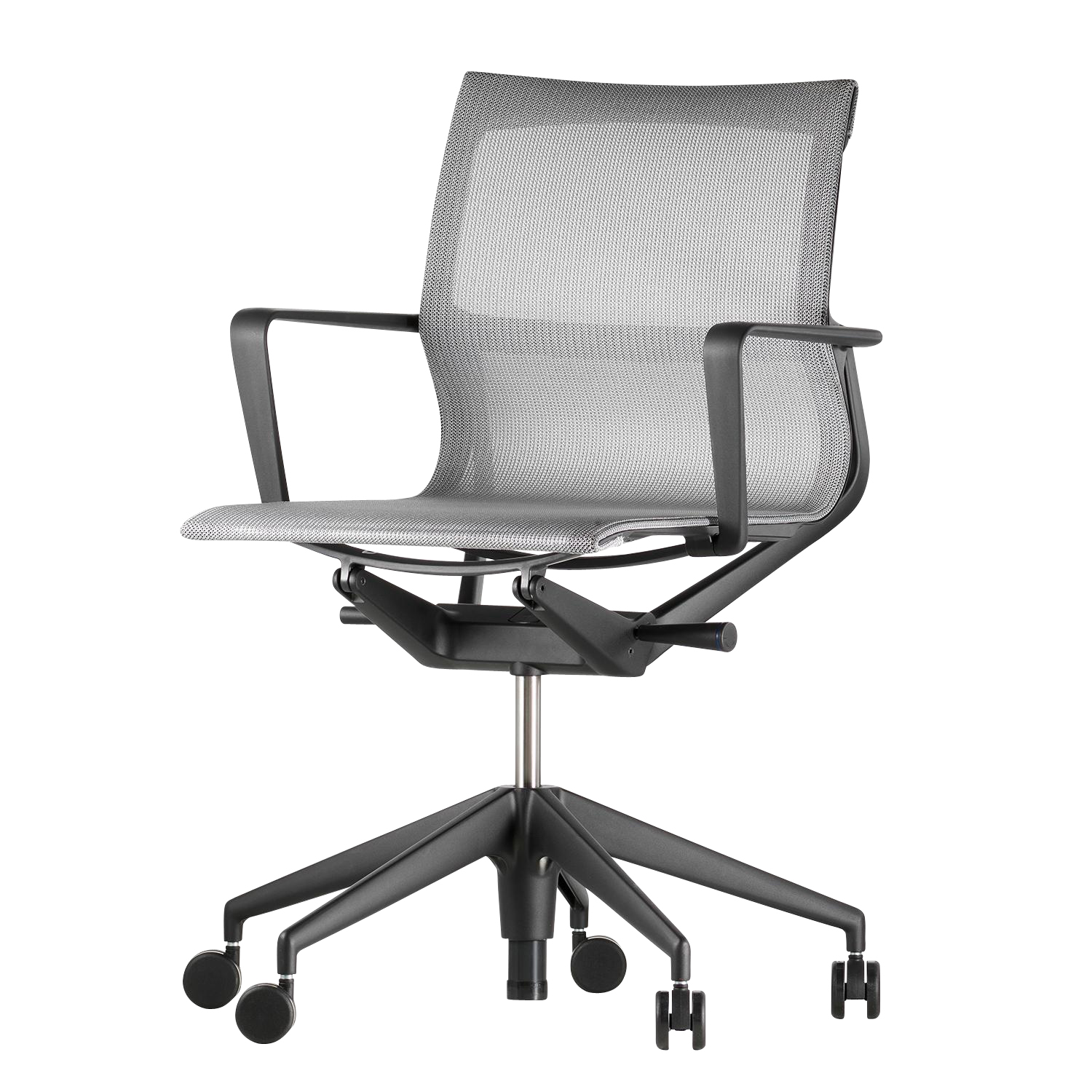 Vitra - Physix Bürostuhl Gestell Soft Grey - silber/Stoff TrioKnit 01/Gestell deep black schwarz/mit weich gebremsten Rollen von Vitra