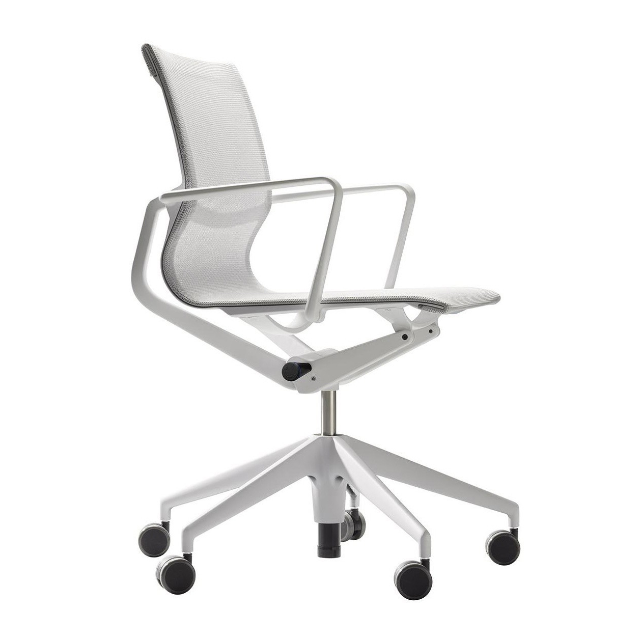 Vitra - Physix Bürostuhl Gestell Soft Grey - silber/Stoff TrioKnit 01/Gestell soft grey grau/mit harten Rollen für Teppichboden von Vitra