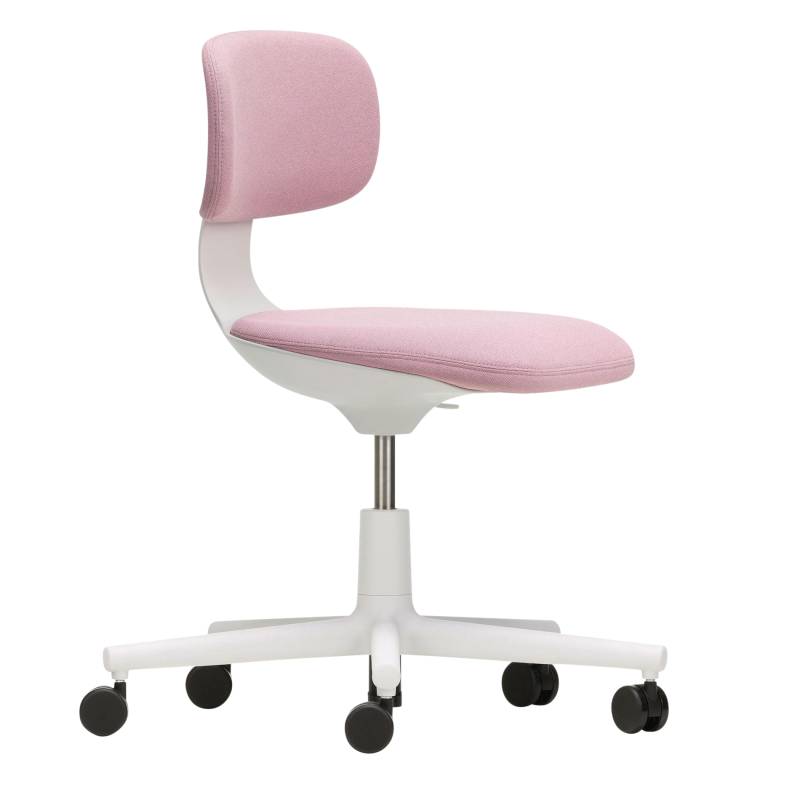 Vitra - Rookie Bürodrehstuhl Soft Grey - pink/sierra grau/Stoff Plano 15 (100% Polyester)/Gestell Polyamid soft grey/BxHxT 68,5x71-90x68,5cm von Vitra