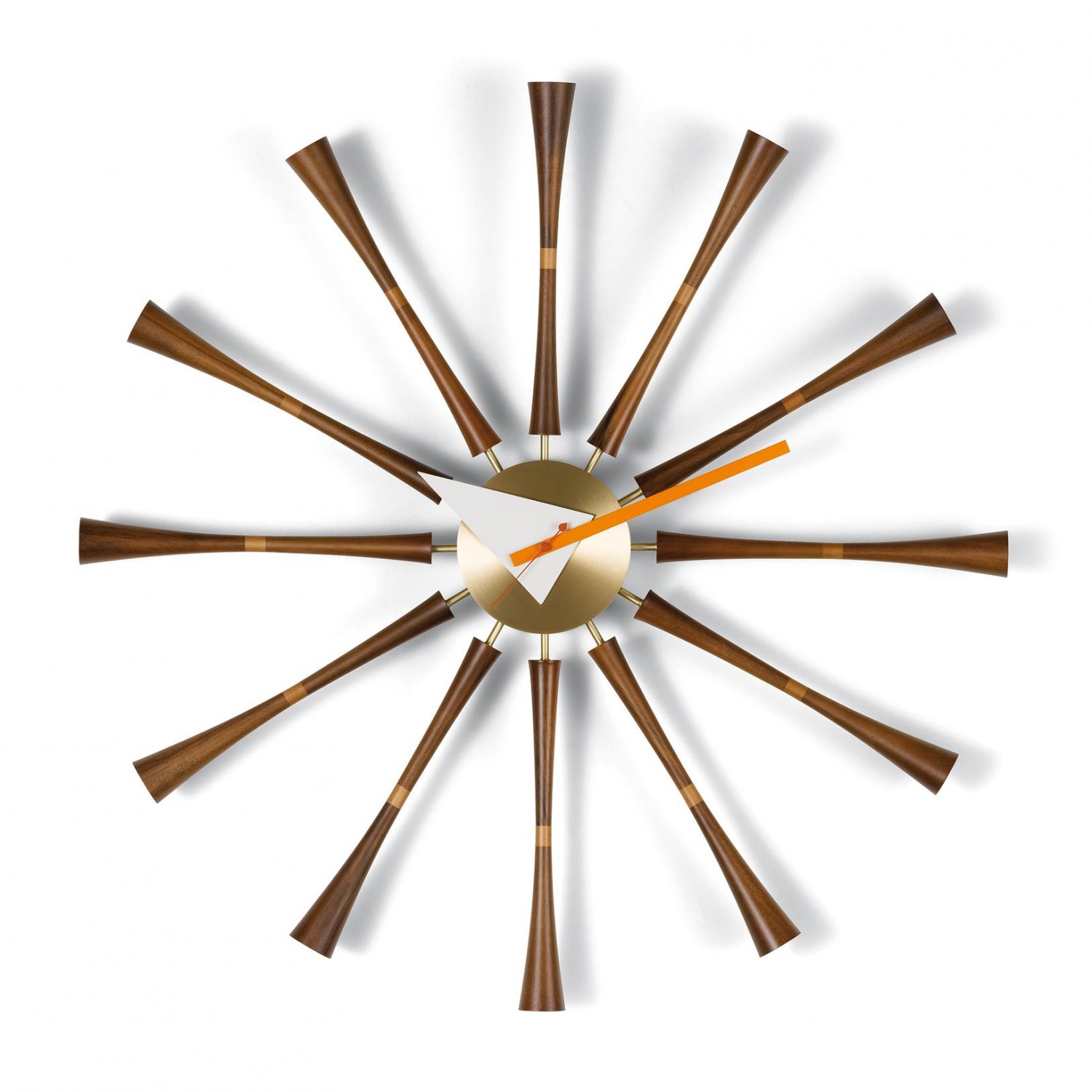 Vitra - Spindle Clock Nelson Wanduhr - walnussholz/aluminium/Ø57.5cm von Vitra