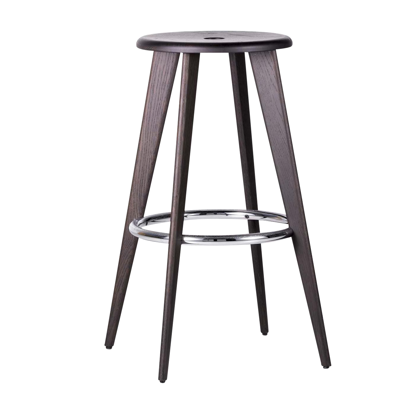 Vitra - Tabouret Haut Prouvé Barhocker - eiche dunkel/Fussstütze verchromt/H: 77.5cm von Vitra