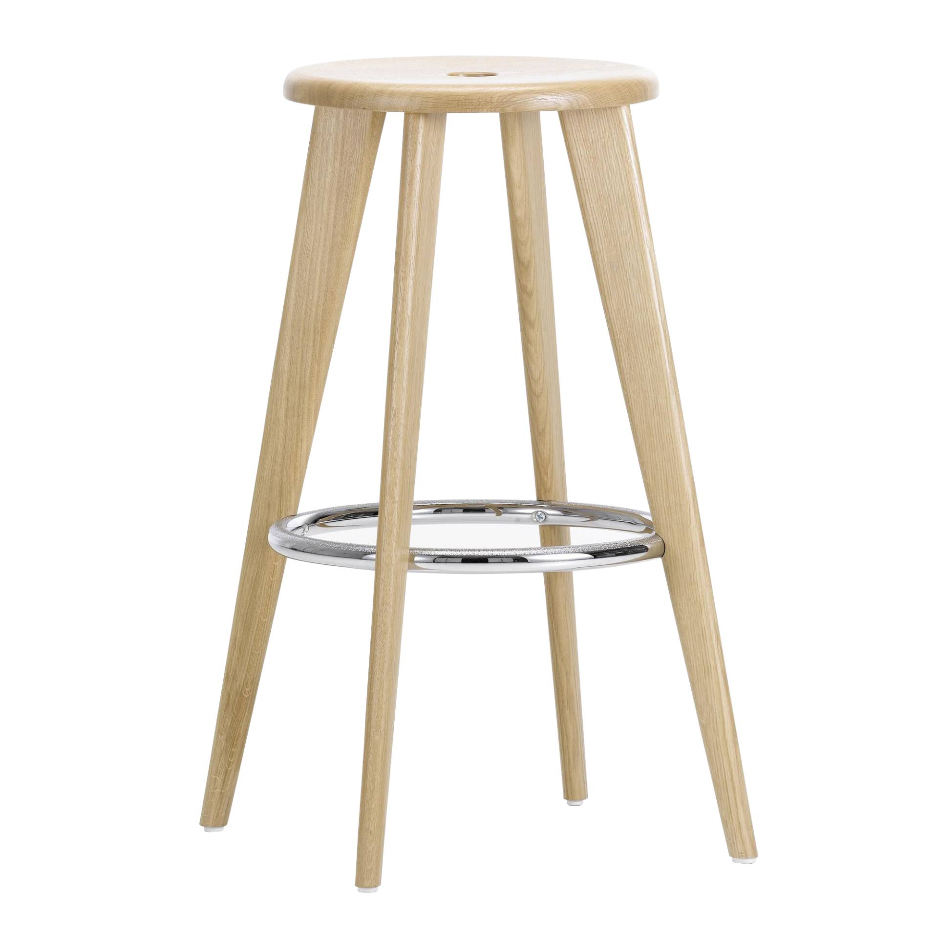 Vitra - Tabouret Haut Prouvé Barhocker - eiche natur/Fussstütze verchromt/H: 77.5cm von Vitra