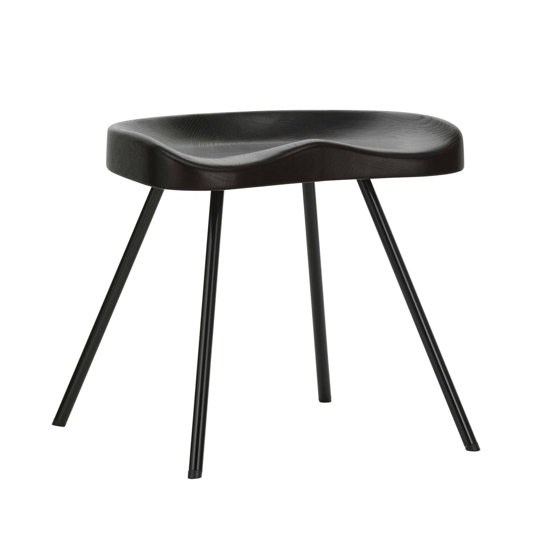 Vitra - Tabouret N° 307 Hocker - eiche dunkel/gebeizt/Gestell Stahl pulverbeschichtet tiefschwarz/BxHxT 45,5x44,5x43,5cm von Vitra