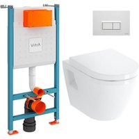 Vitra - V-Fix Core WC-Paket Trägergestell + Integra wc + Duroplast-Sitz + Platte, glänzend weiß (V-FixIntegraClassic-1) von Vitra