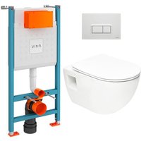 Vitra - V-Fix Core WC-Rahmenpaket + sat spülrandloses wc + SoftClose-Sitz + Platte, glänzend weiß (V-FixProject-1) von Vitra