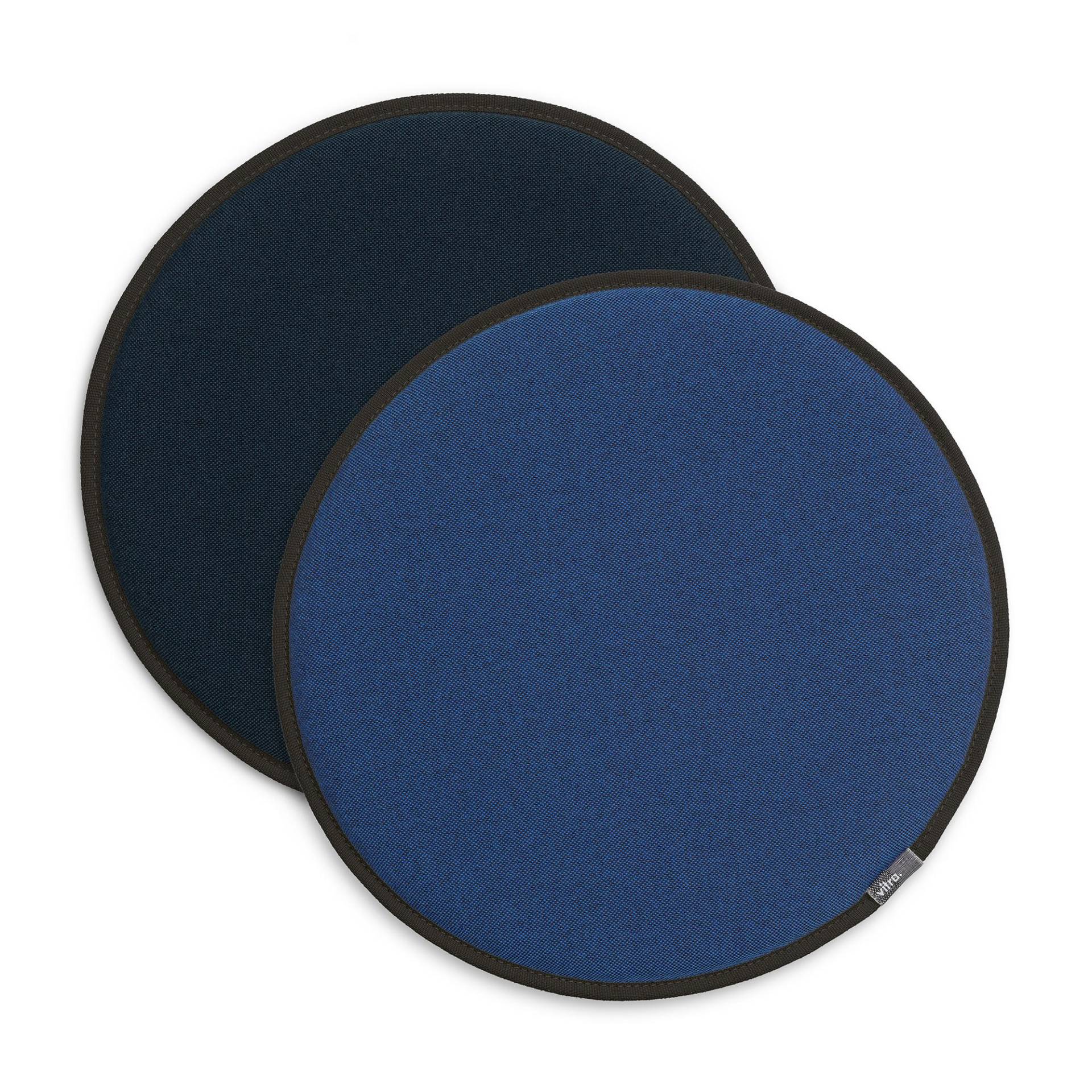 Vitra - Vitra Seat Dots Sitzkissen Ø38cm - blau-kokosnuss/schwarz-eisblau/Plano (100% Polyester)/Ø 38cm/Wendekissen 2-farbig von Vitra