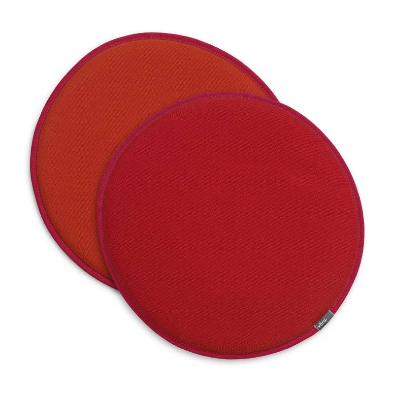Vitra - Vitra Seat Dots Sitzkissen Ø38cm - rot-poppy red rot/orange/Plano (100% Polyester)/Ø 38cm/Wendekissen 2-farbig von Vitra