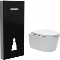 Vitra - WC-Pack Vorwandelement aus Sicherheitsglas/Aluminium mit integrierter Betätigungsplatte + sat wc ohne Spülrand + WC-Sitz Vitra - WC-Pack Vorwandelement aus Sicherheitsglas/Aluminium mit integrierter Betätigungsplatte + sat wc ohne Spülrand + WC-Sitz von Vitra
