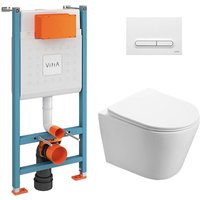 Vitra - WC-Paket V-Fix Core-Träger + wc sat Infinitio ohne Flansch + glänzend weiße Platte von Vitra