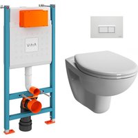Vitra - WC-Paket V-Fix Core Trägergestell + Normus Wand-WC + SoftClose-Sitz + Platte, glänzend weiß (V-FixNormus-1) von Vitra