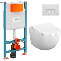 Vitra WC-Paket V-Fix Core Trägergestell + Vitra Sento Becken ohne Rand + SoftClose-Sitz + Platte, glänzend weiß (V-FixSento-1) von Vitra