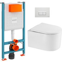 Vitra - WC-Paket V-Fix-Rahmen + wc ohne Rand sat + SoftClose-Sitz + Platte, glänzend weiß (V-FixDelanoTQ-1) von Vitra