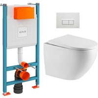 Vitra - WC-Paket V-Fix-Rahmen + wc ohne Rand sat + SoftClose-Sitz + Platte, glänzend weiß (V-FixFusionTQ-1) von Vitra