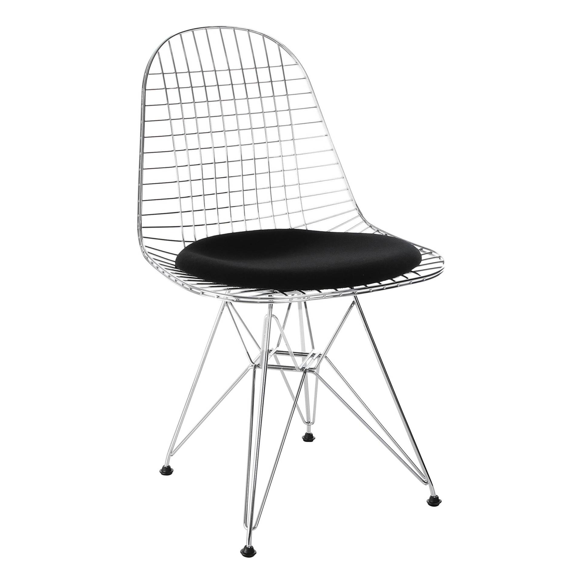 Vitra - Wire Chair DKR-5 Stuhl - chrom/verchromt/Stoff Hopsak 66 nero/ Eiffelturmgestell/BxHxT 49x85x51cm von Vitra