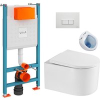 Vitra - WC-Paket V-Fix-Rahmen + sat Delano spülrandloses wc + SoftClose-Sitz + Platte, glänzend weiß (V-FixDelano-1) von Vitra