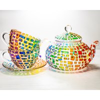 Buntes Glas Teekannen Set Handbemaltes Teeset, Geschenk Für Neues Zuhause Buntes Glas Teekannen Set Handbemaltes Teeset, Geschenk Für Neues Zuhause von Vitraaze