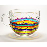 Buntglasbecher, Bunte Kaffeetasse Personalisiert, Regenbogen Gestreifte Tasse von Vitraaze