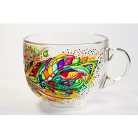 Personalisierte Boho Feder Kaffeetasse, Handbemalte Tasse Für Frauen, Geburtstagsgeschenk Mama von Vitraaze