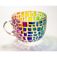 Handgefertigte Tasse, Regenbogen-Kaffeetasse, Farbenfrohes Personalisiertes Muttertagsgeschenk von Vitraaze