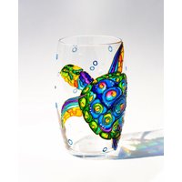 Meeresschildkröte-Weinglas-Personalisierte Ozean-Themen-Hochzeits-Bevorzugung, Stemless-Weingläser Unter Dem Meeresdekor von Vitraaze