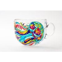 Quallen Glasbecher Große Kaffeetasse Strand Hochzeitsgeschenk Küsten Dekor Mitarbeiter Geschenk von Vitraaze