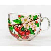 Handbemalter Kirschkaffeebecher Personalisiertes Sommer Obst Geschenk von Vitraaze