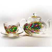 Tee Set Personalisierte Gastgeberin Geschenk Teekanne Mit Tassen Und Untertassen Mama Weihnachtsgeschenk von Vitraaze
