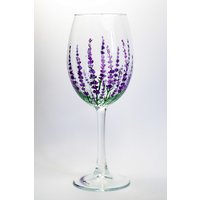 Weinglas Blumen Handgemaltes Weinglas, Personalisierte Lavendel Weingläser, Großes Weinglas-Set, Blumengeburtstagsgeschenk Für Sie von Vitraaze