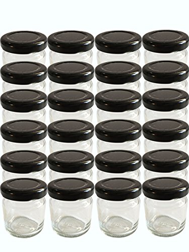 100er Set Sturzgläser Mini Gläser 53 ml Deckelfarbe Schwarz To 43 Rundgläser Marmeladengläser Obstgläser Einweckgläser Senf Honig Gläser Einmachgläser Portionsgläser Probiergläser Imker von Vitrea