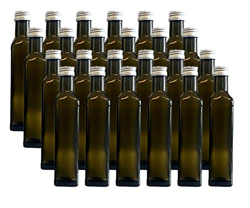 24 Leere Glasflaschen GRÜN Maraska 250 ml incl. Schraubverschluss Silber Saftflasche Likörflaschen Schnapsflaschen Ölflaschen Flaschen Wasserflasche aus Glas zum selbst befüllen von Vitrea