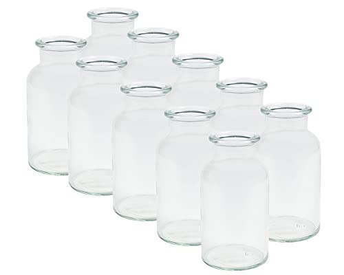 10 Stück Runde Typ 300 Mini Vasen Glasfläschchen kleine Dekoflaschen Flasche Väschen Vase Glasflaschen Blumenvase (10 Stück) von Vitrea