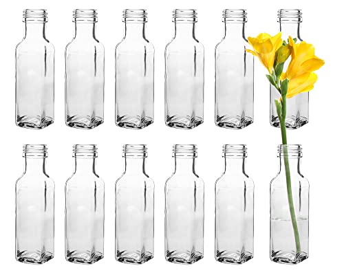 12 Stück Eckig Mini Vasen Typ-Mara100 Glasfläschchen kleine Dekoflaschen Flasche Väschen Vase Glasflaschen Blumenvase (12 Stück) von Vitrea