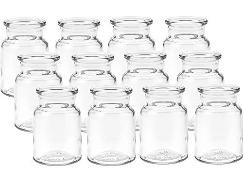 Vitrea 12er Set kleine Vasen - Rund, 9 cm hoch, Glas - Mini Blumenvasen, Glasvasen, für Tischdeko, Glasflasche, Minivasen, Väschen (12 Stück) von Vitrea