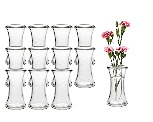 12 Stück Runde Mini Vasen Typ200 Glasfläschchen kleine Dekoflaschen Flasche Väschen Vase Glasflaschen Blumenvase (12 Stück) von Vitrea