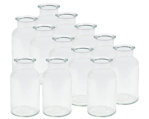 12 Stück Runde Typ 300 Mini Vasen Glasfläschchen kleine Dekoflaschen Flasche Väschen Vase Glasflaschen Blumenvase (12 Stück) von Vitrea