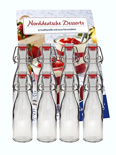 12 x Bügelflaschen Glasflaschen | Füllemge 250ml | mit Bügelverschluss zum Selbstbefüllen Bügelflasche Smoothie Grappa (12 x 250ml) von Vitrea