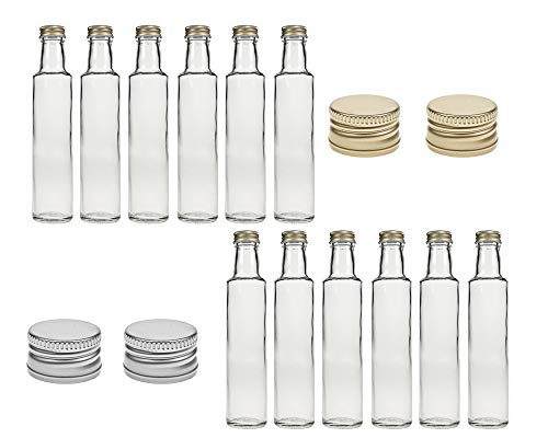 12er Set Glasflasche Dorica | Füllmenge 250ml | Schraubverschluss Silber | Most, Saft, Bier, Schnaps, Likör, Essig & Öl I Glasflaschen (Silber, 12 Stück) von Vitrea