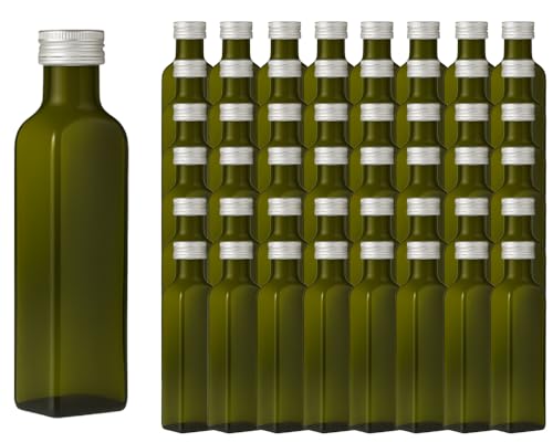 12x Glasflaschen MARASKA GRÜN 500ml mit Schraub-Deckel Silber Saftflasche Likörflaschen Schnapsflaschen Ölflaschen Flaschen Wasserflasche aus Glas zum selbst befüllen von Vitrea