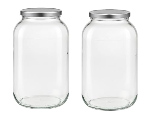 2-teiliges Set Rundgläser-Einmachgläser 4250ml, To100 Silber Einmach- und Fermentierglas, zur Aufbewahrung, zum Befüllen, Marmeladengläser Schraubdeckel (4250ml silber x 2 Stück) von Vitrea