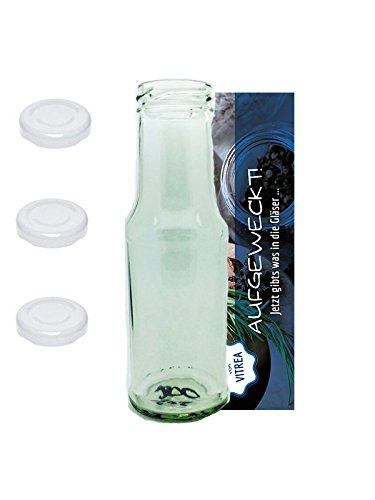20 leere Glasflaschen"Epic" 150 ml incl. Schraubverschluss, Rund, zum selbst Abfüllen Likörflasche Schnapsflasche Deckelfarbe Weiss Vitrea von Vitrea