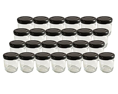 Vitrea 25 x Marmeladengläser kleine 50 ml Gläschen mit Schraub-Deckel Schwarz - Mini Einmachgläser - Honiggläser - Probiergläser für Gastgeschenke & Hochzeit Made in Germany von Vitrea